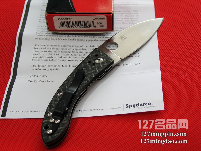 美国蜘蛛SPYDERCO C65CFP碳纤柄折刀  127名刀网