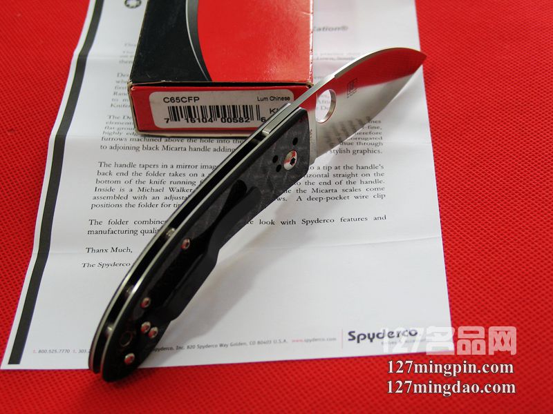 美国蜘蛛SPYDERCO C65CFP碳纤柄折刀  127名刀网