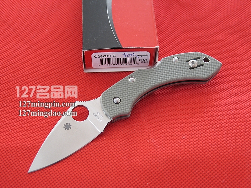 美国蜘蛛SPYDERCO C28GPFG小蜻蜓绿色柄  127名刀网