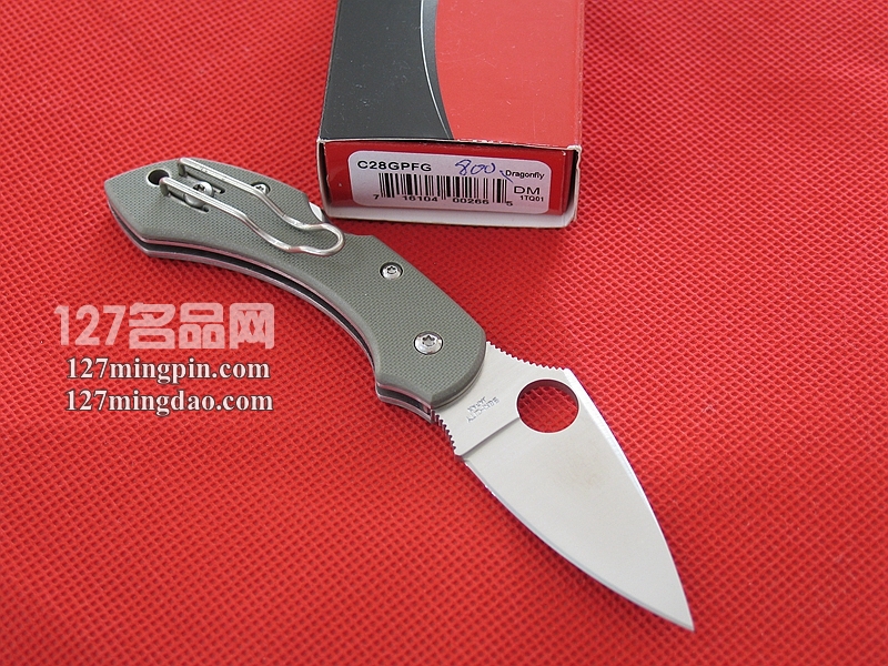 美国蜘蛛SPYDERCO C28GPFG小蜻蜓绿色柄  127名刀网