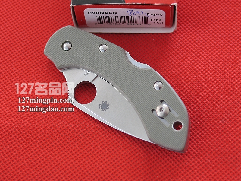 美国蜘蛛SPYDERCO C28GPFG小蜻蜓绿色柄  127名刀网