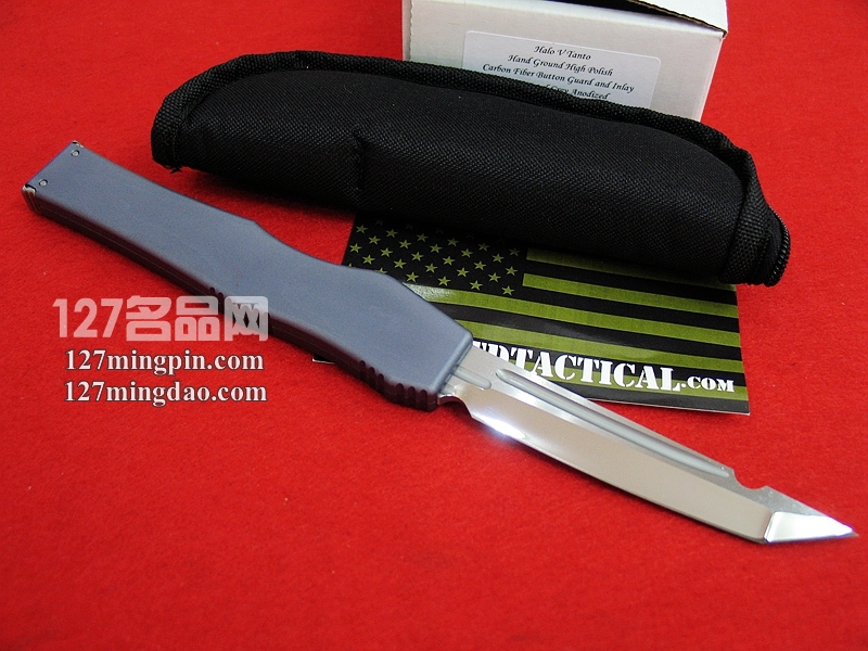 美国微技术MICROTECH HALO V S/N 剑标 半镜面灰色柄强力直跳