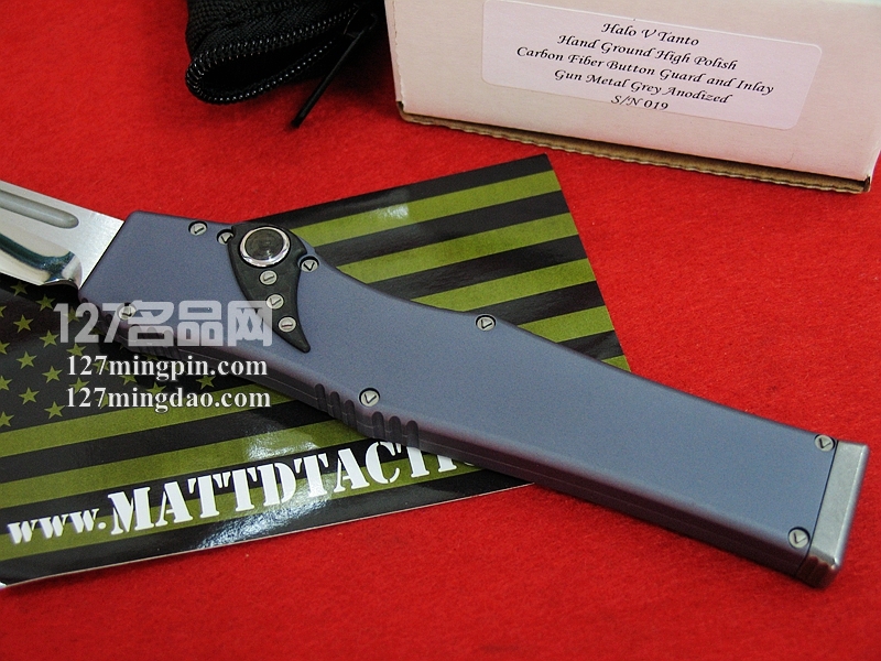 美国微技术MICROTECH HALO V S/N 剑标 半镜面灰色柄强力直跳