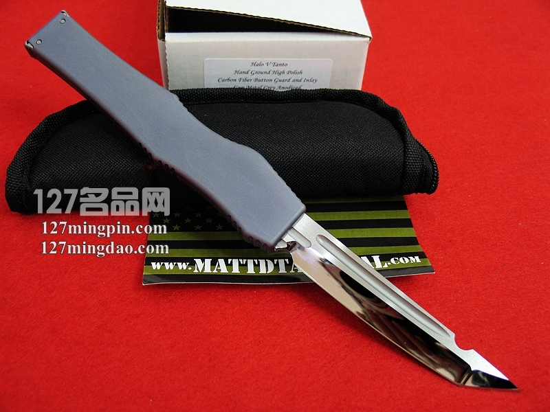 美国微技术MICROTECH HALO V S/N 剑标 半镜面灰色柄强力直跳