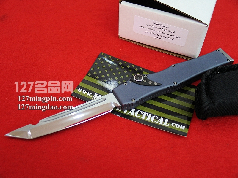 美国微技术MICROTECH HALO V S/N 剑标 半镜面灰色柄强力直跳