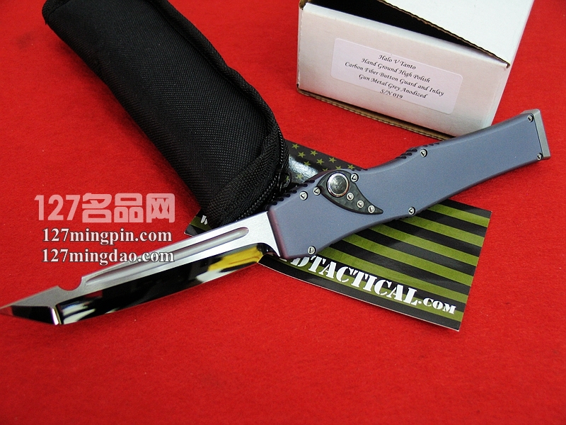 美国微技术MICROTECH HALO V S/N 剑标 半镜面灰色柄强力直跳