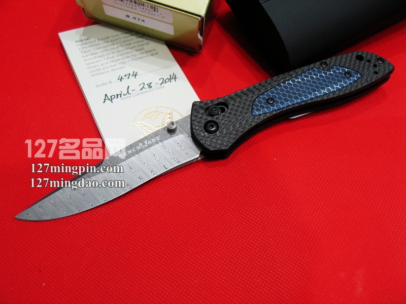 美国蝴蝶BENCHMADE 710-141大马士革 限量版碳纤维柄