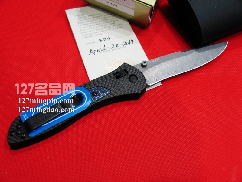 美国蝴蝶BENCHMADE 710-141大马士革 限量版碳纤维柄