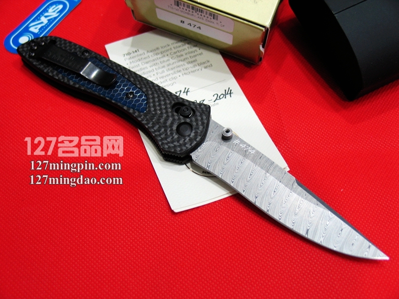 美国蝴蝶BENCHMADE 710-141大马士革 限量版碳纤维柄