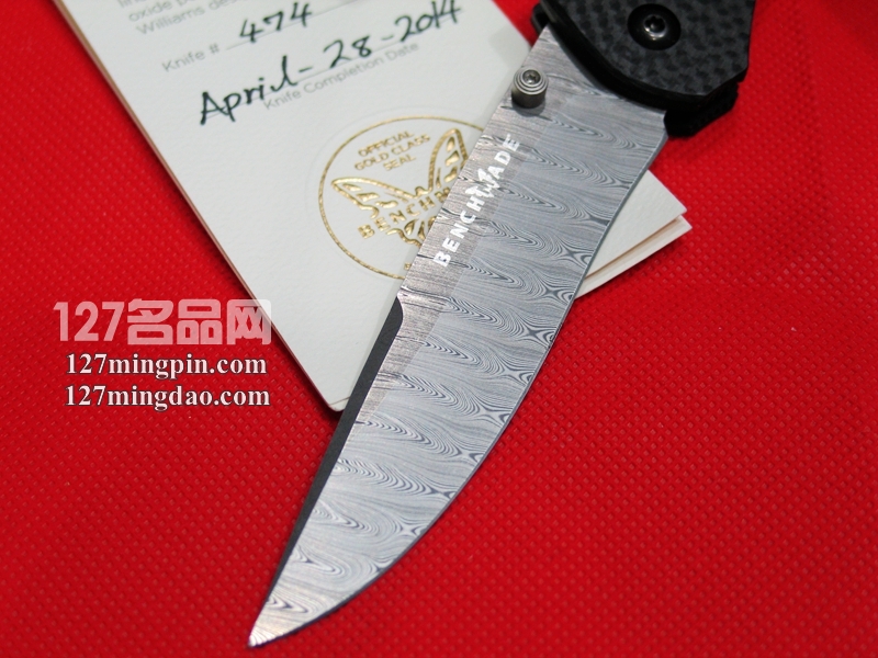 美国蝴蝶BENCHMADE 710-141大马士革 限量版碳纤维柄