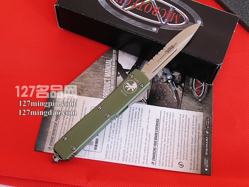 美国微技术MICROTECH 121-11OD 绿色柄单锋半齿直跳
