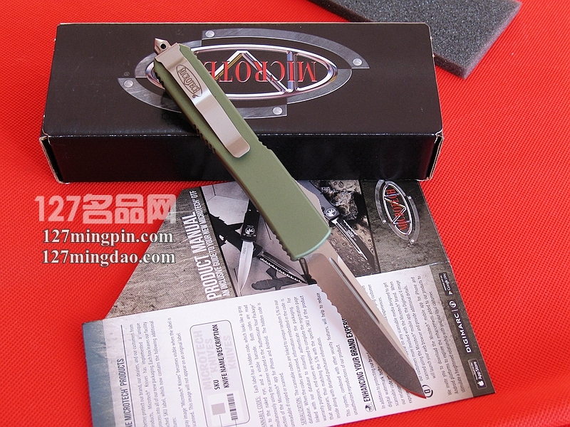 美国微技术MICROTECH 121-11OD 绿色柄单锋半齿直跳
