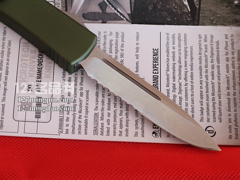 美国微技术MICROTECH 121-11OD 绿色柄单锋半齿直跳