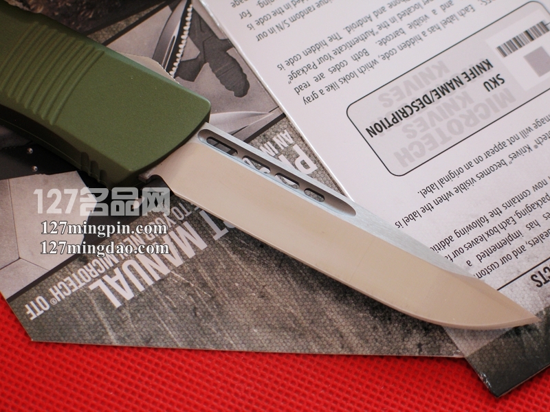 美国微技术 MICROTECH 139-4GR伤齿龙 绿色柄单锋军用直跳