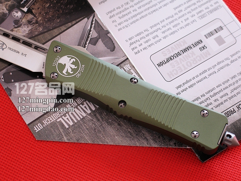 美国微技术 MICROTECH 139-4GR伤齿龙 绿色柄单锋军用直跳