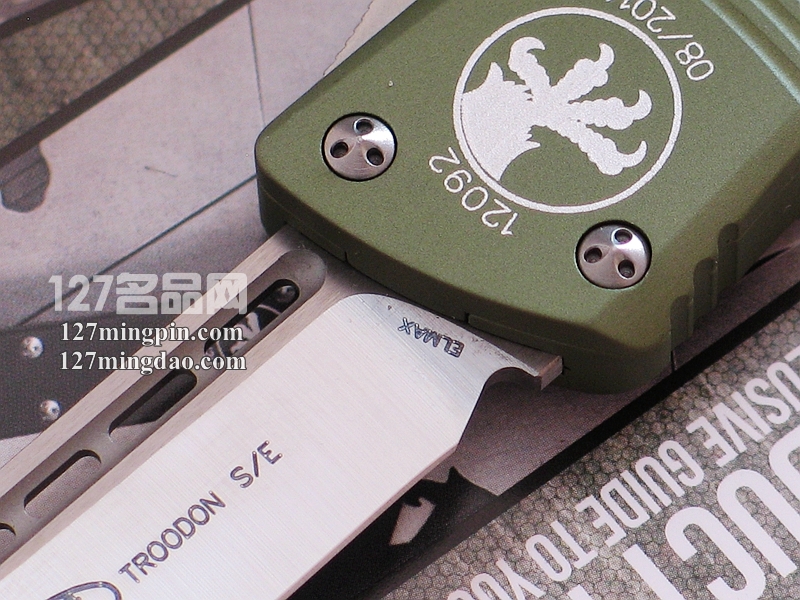 美国微技术 MICROTECH 139-4GR伤齿龙 绿色柄单锋军用直跳