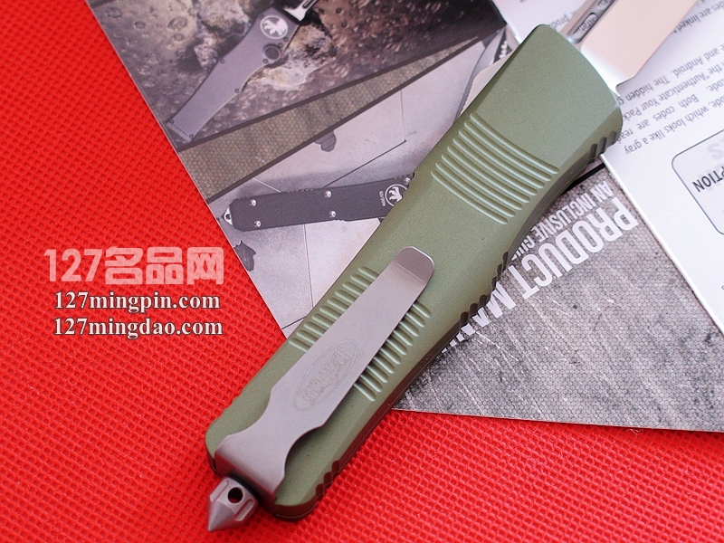 美国微技术 MICROTECH 139-4GR伤齿龙 绿色柄单锋军用直跳
