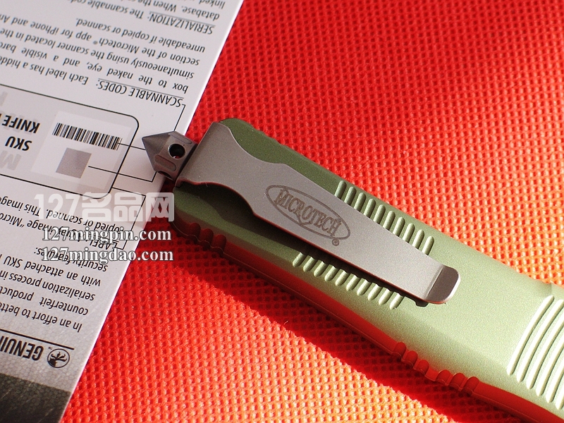 美国微技术 MICROTECH 139-4GR伤齿龙 绿色柄单锋军用直跳