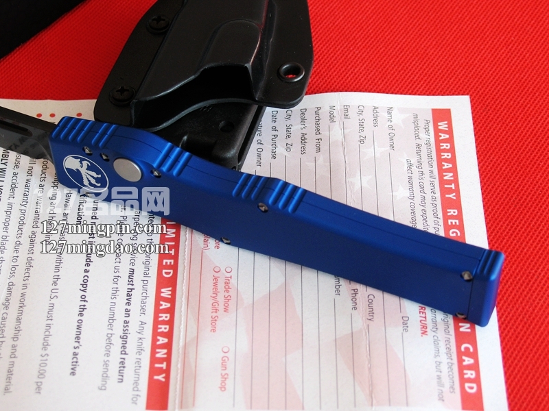 美国微技术MICROTECH 151-1BL 蓝色柄 强力直弹刀
