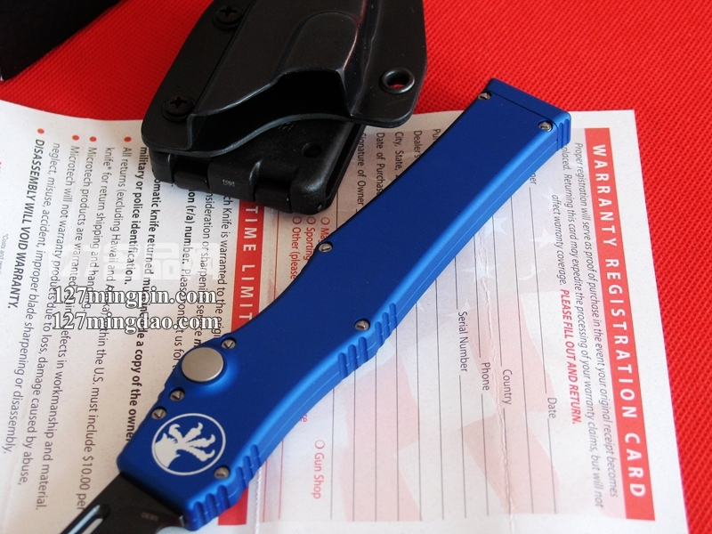 美国微技术MICROTECH 151-1BL 蓝色柄 强力直弹刀