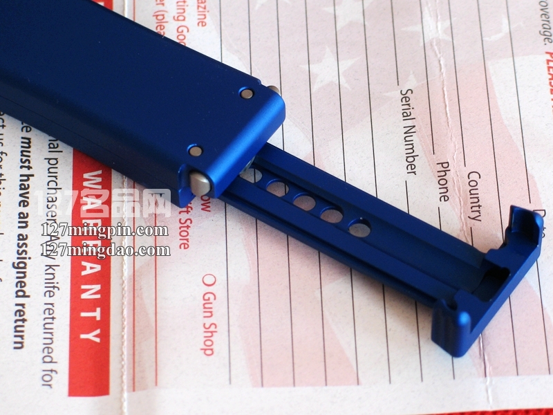 美国微技术MICROTECH 151-1BL 蓝色柄 强力直弹刀