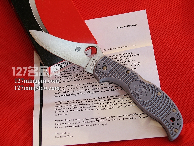 美国蜘蛛SPYDERCO C90FPGYE 超级青纸蓝钢版夹钢折刀