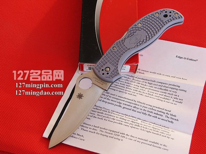 美国蜘蛛SPYDERCO C90FPGYE 超级青纸蓝钢版夹钢折刀