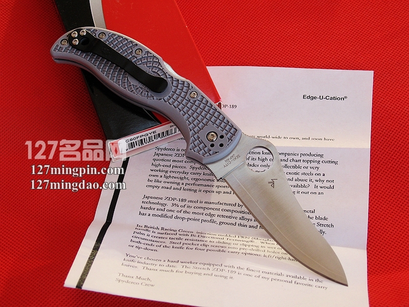美国蜘蛛SPYDERCO C90FPGYE 超级青纸蓝钢版夹钢折刀