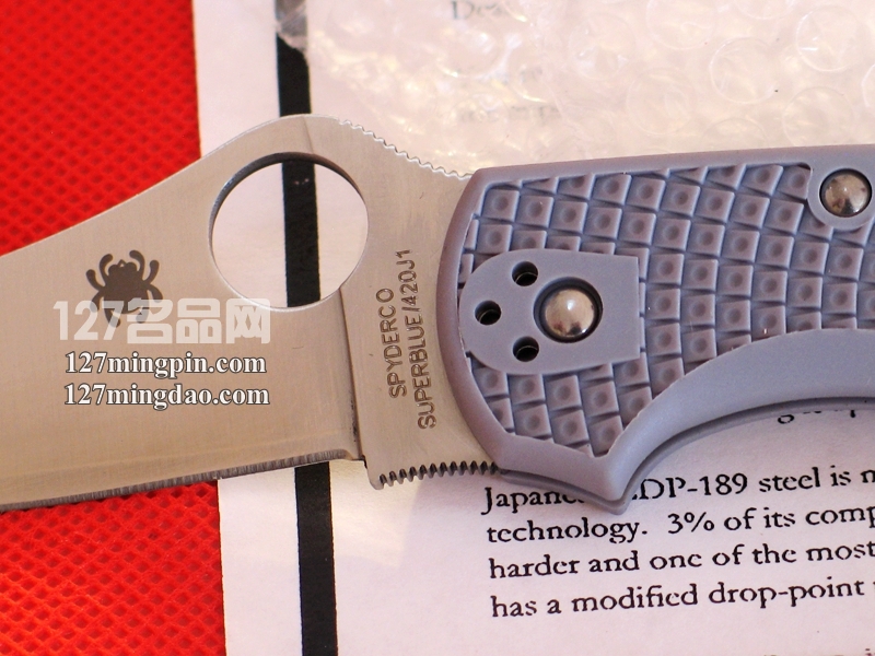美国蜘蛛SPYDERCO C90FPGYE 超级青纸蓝钢版夹钢折刀