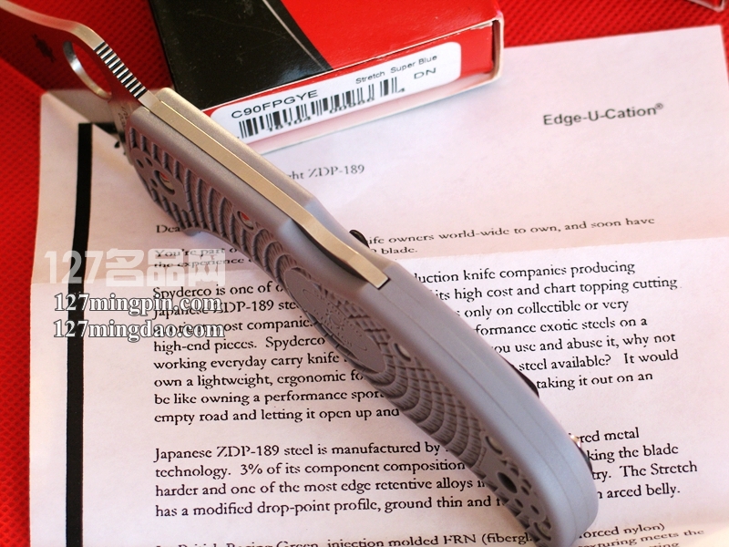 美国蜘蛛SPYDERCO C90FPGYE 超级青纸蓝钢版夹钢折刀