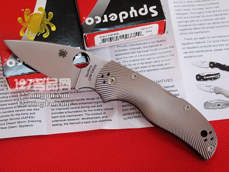 美国蜘蛛SPYDERCO C41TIFP5 钛柄经典折刀 