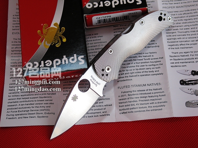 美国蜘蛛SPYDERCO C41TIFP5 钛柄经典折刀 