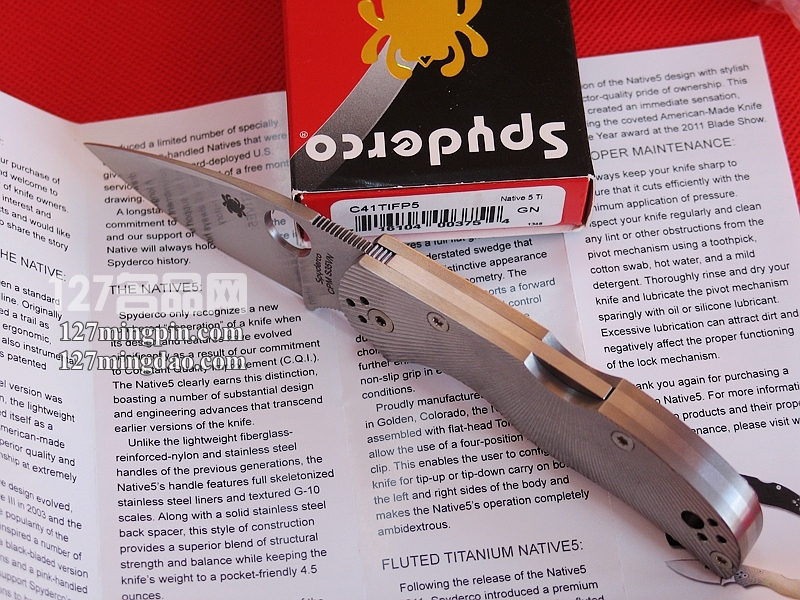 美国蜘蛛SPYDERCO C41TIFP5 钛柄经典折刀 