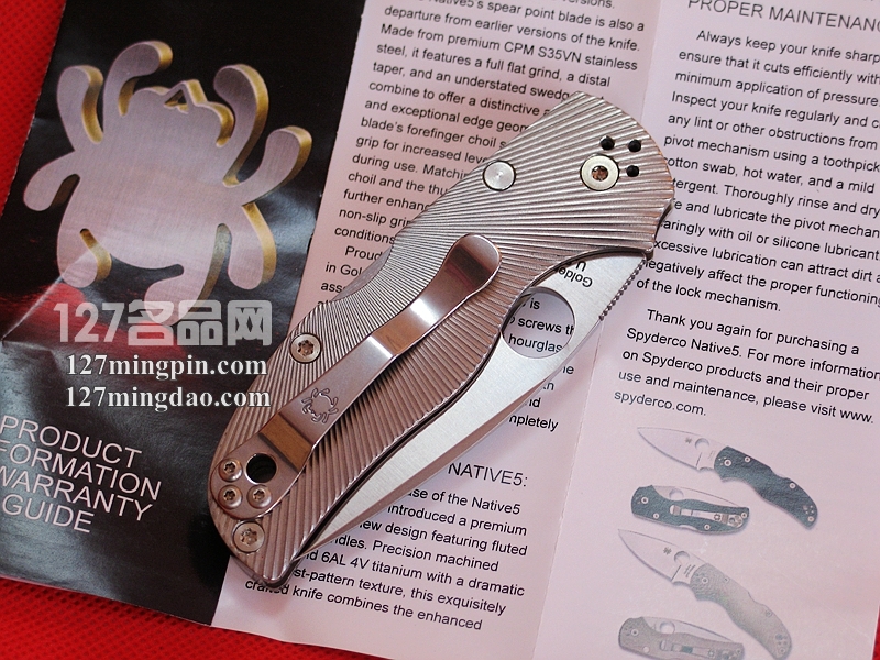 美国蜘蛛SPYDERCO C41TIFP5 钛柄经典折刀 