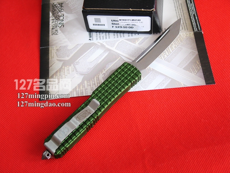 美国微技术MICROTECH 123-10 OD T头石洗军绿色柄直跳