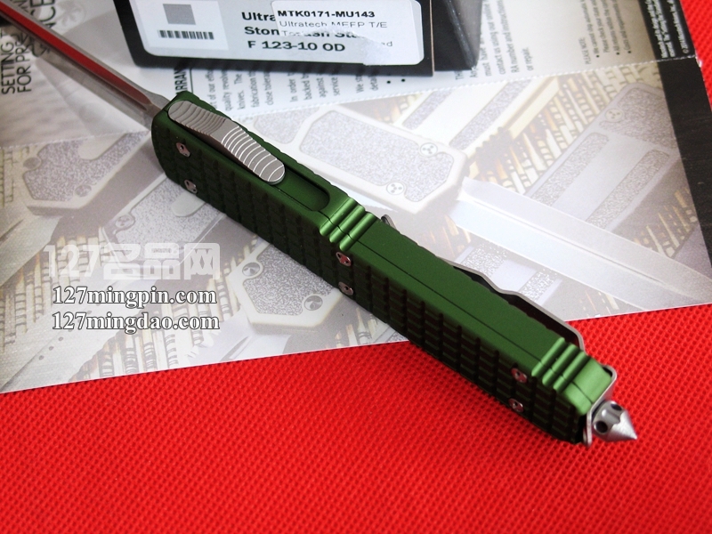 美国微技术MICROTECH 123-10 OD T头石洗军绿色柄直跳