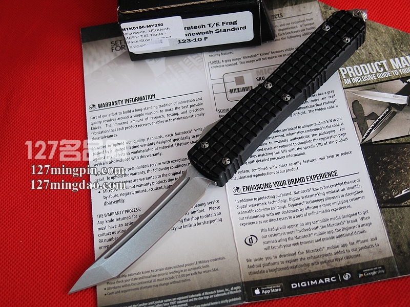 美国微技术MICROTECH 123-10F T头石洗黑色柄直跳