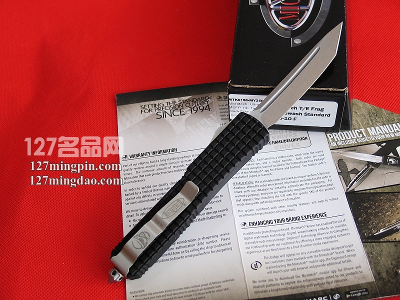 美国微技术MICROTECH 123-10F T头石洗黑色柄直跳