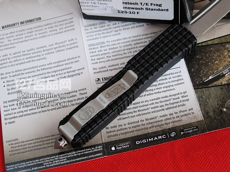 美国微技术MICROTECH 123-10F T头石洗黑色柄直跳