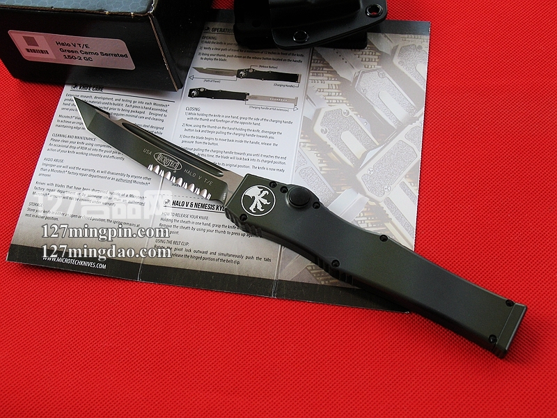  美国微技术MICROTECH 150-2GD 五代军用迷彩柄 半齿强力直弹刀