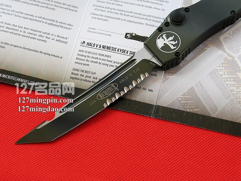  美国微技术MICROTECH 150-2GD 五代军用迷彩柄 半齿强力直弹刀