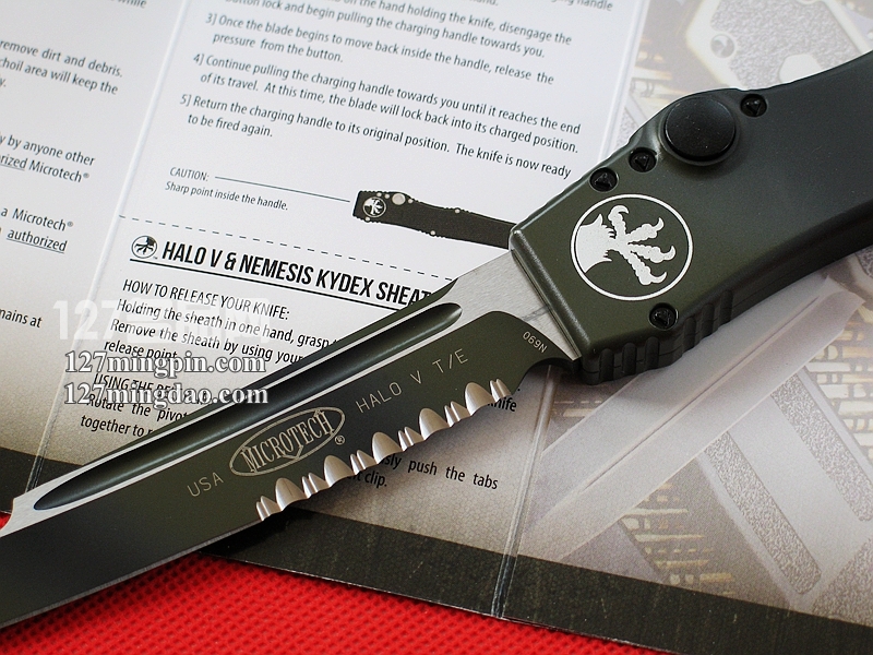  美国微技术MICROTECH 150-2GD 五代军用迷彩柄 半齿强力直弹刀