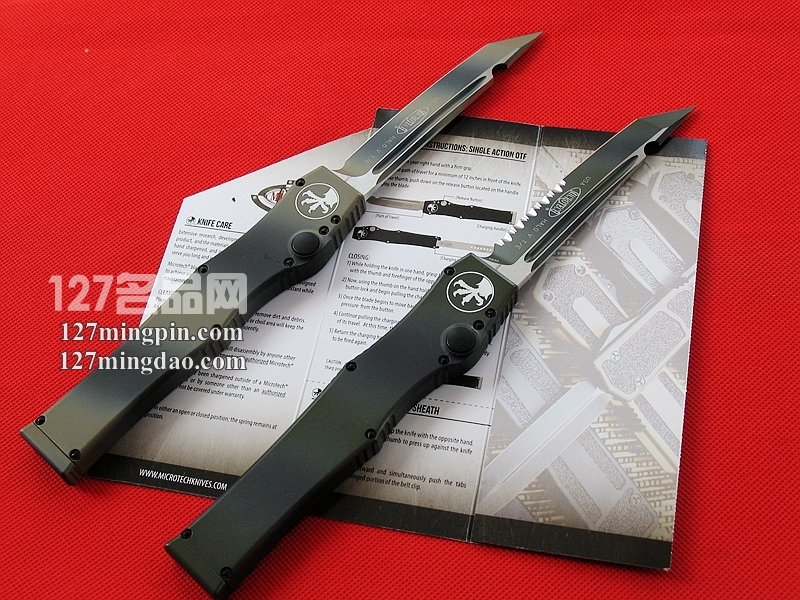  美国微技术MICROTECH 150-2GD 五代军用迷彩柄 半齿强力直弹刀