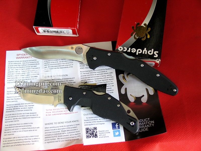 美国蜘蛛SPYDERCO C168GP 上翘式突击几何头战术折刀