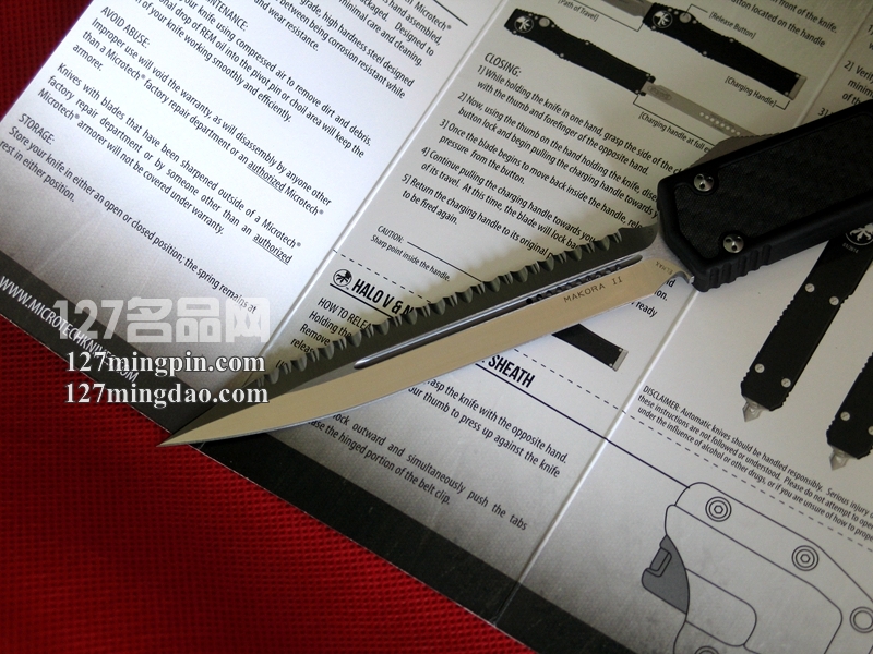 美国微技术 MICROTECH 106圣蚂蚁II代 单面全齿双锋碳纤维柄直跳
