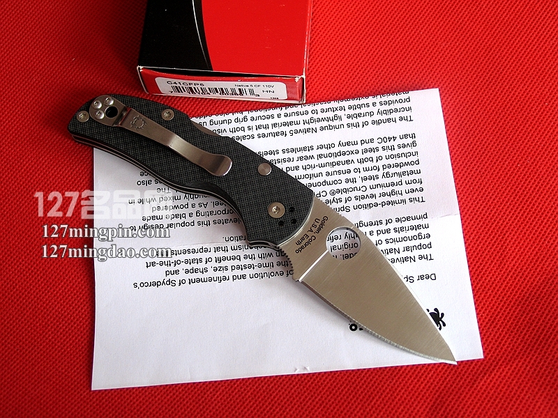 美国蜘蛛SPYDERCO C41CFP5 复合碳纤维柄CPM110V钢折刀