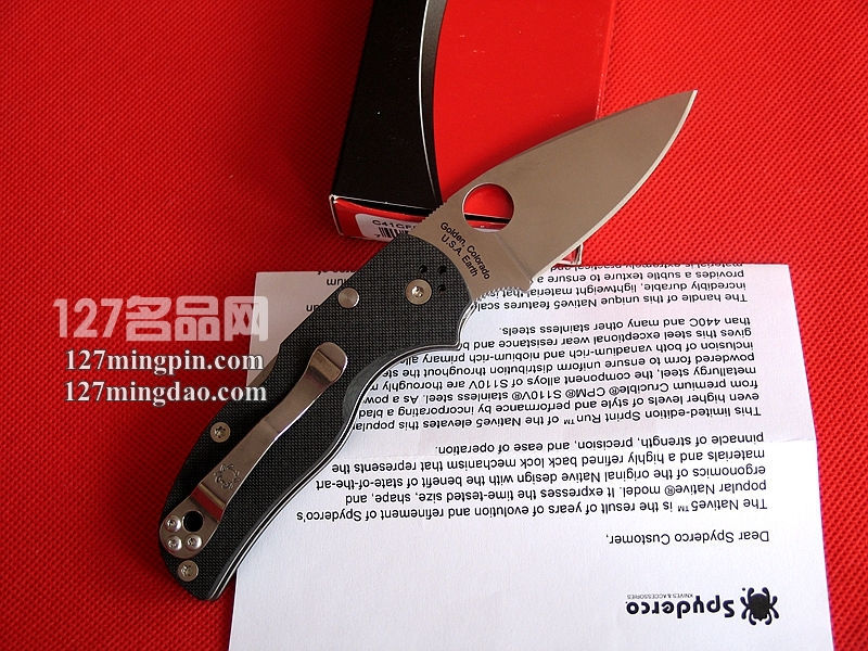 美国蜘蛛SPYDERCO C41CFP5 复合碳纤维柄CPM110V钢折刀