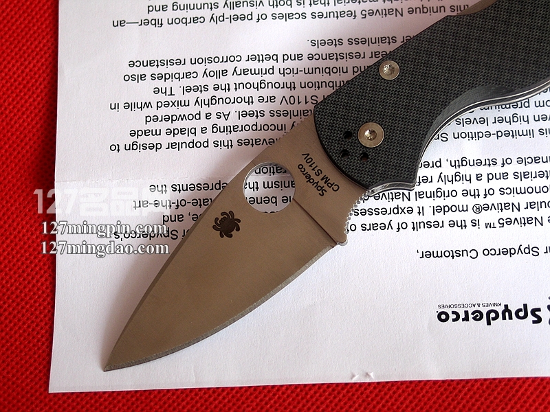 美国蜘蛛SPYDERCO C41CFP5 复合碳纤维柄CPM110V钢折刀