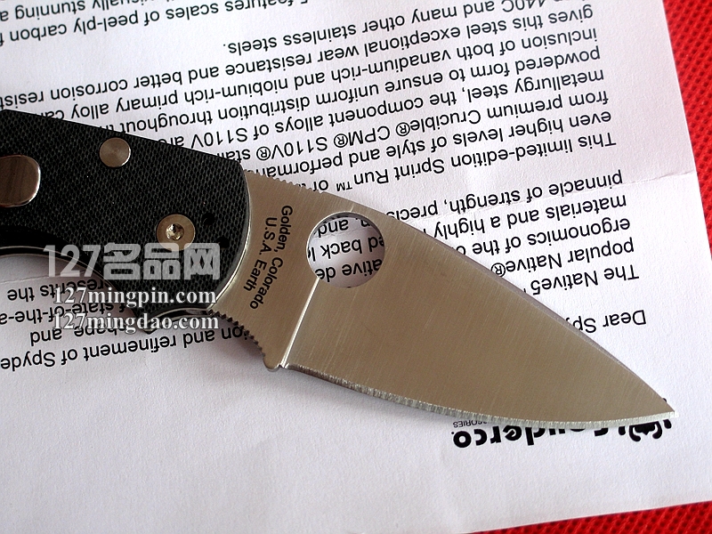 美国蜘蛛SPYDERCO C41CFP5 复合碳纤维柄CPM110V钢折刀