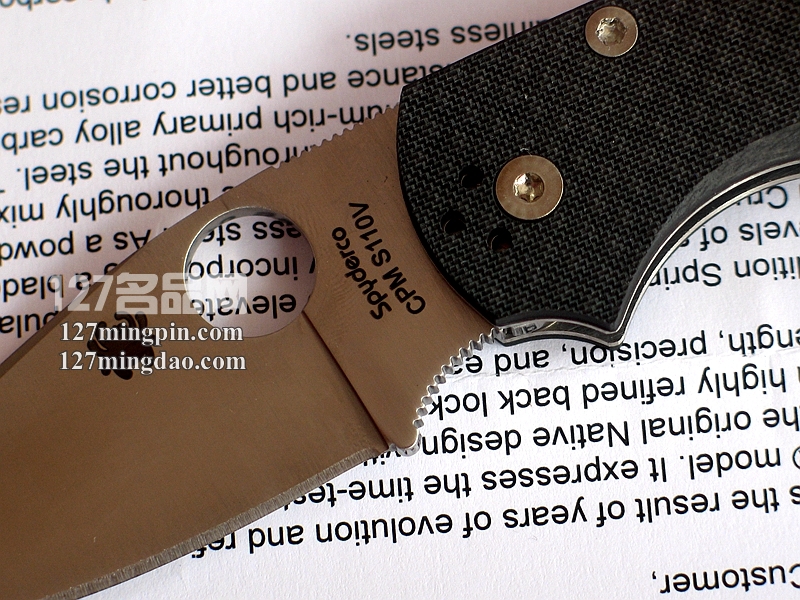 美国蜘蛛SPYDERCO C41CFP5 复合碳纤维柄CPM110V钢折刀